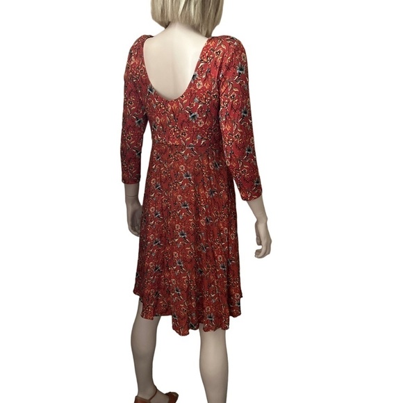 Peruvian Collection Artesinia Dress Handpainted Flowers Twirl Skirt w/ Pockets - Picture 9 of 16